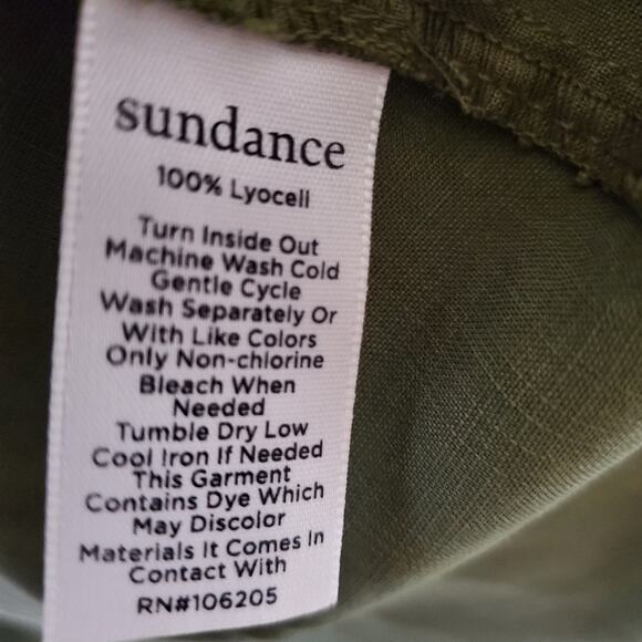 Sundance green button front drawstring waist 100% Lyocell midi dress Size Small - Picture 5 of 9